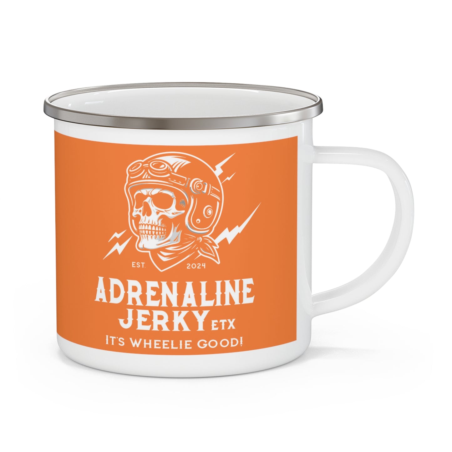 Adrenaline Jerky Campfire Enamel Mug - Perfect for Outdoor Adventures