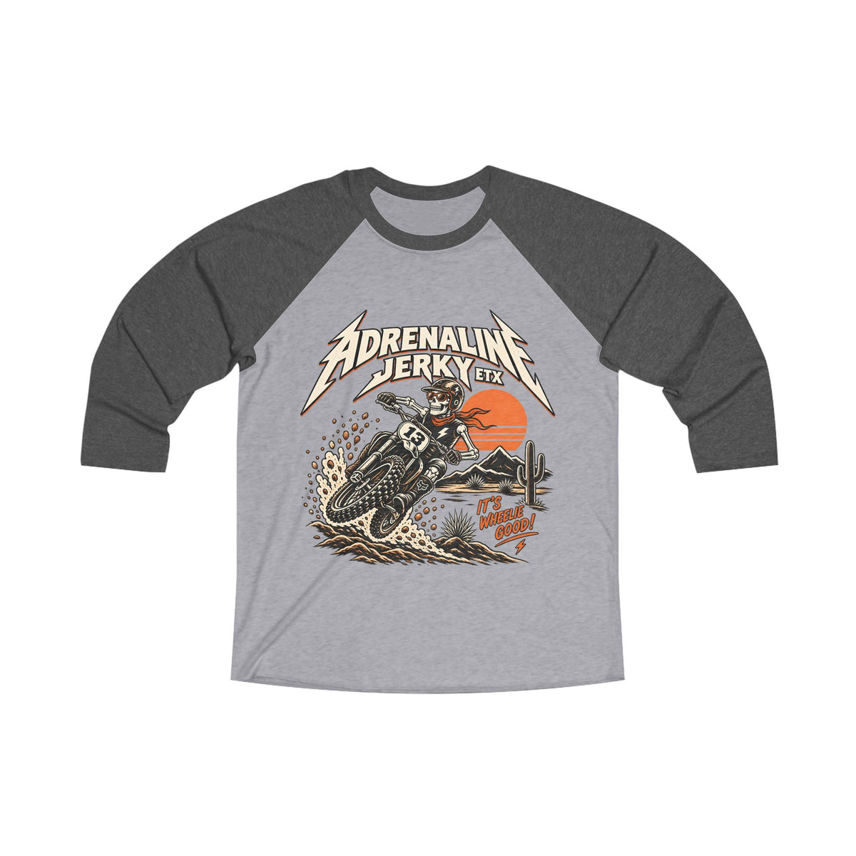 Raglan Tee — Adrenaline Jerky Co. Vintage Motorcycle Graphic